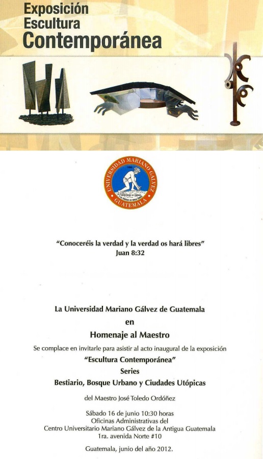 03.12.2014-Invitación Antigua Guatemala, UMG, Expo Esculturas Peligrosas